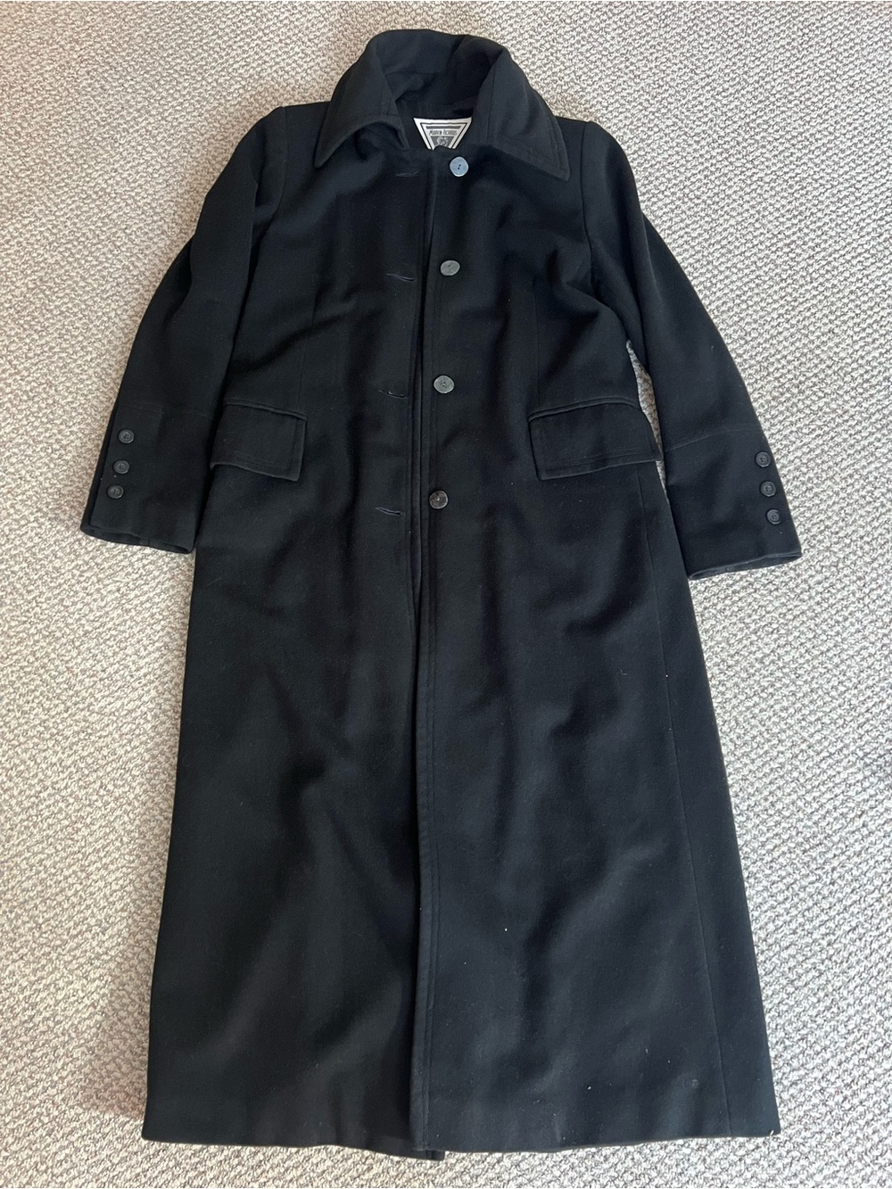 Classic Long Black Wool/Cashmere Blend Long Overcoat